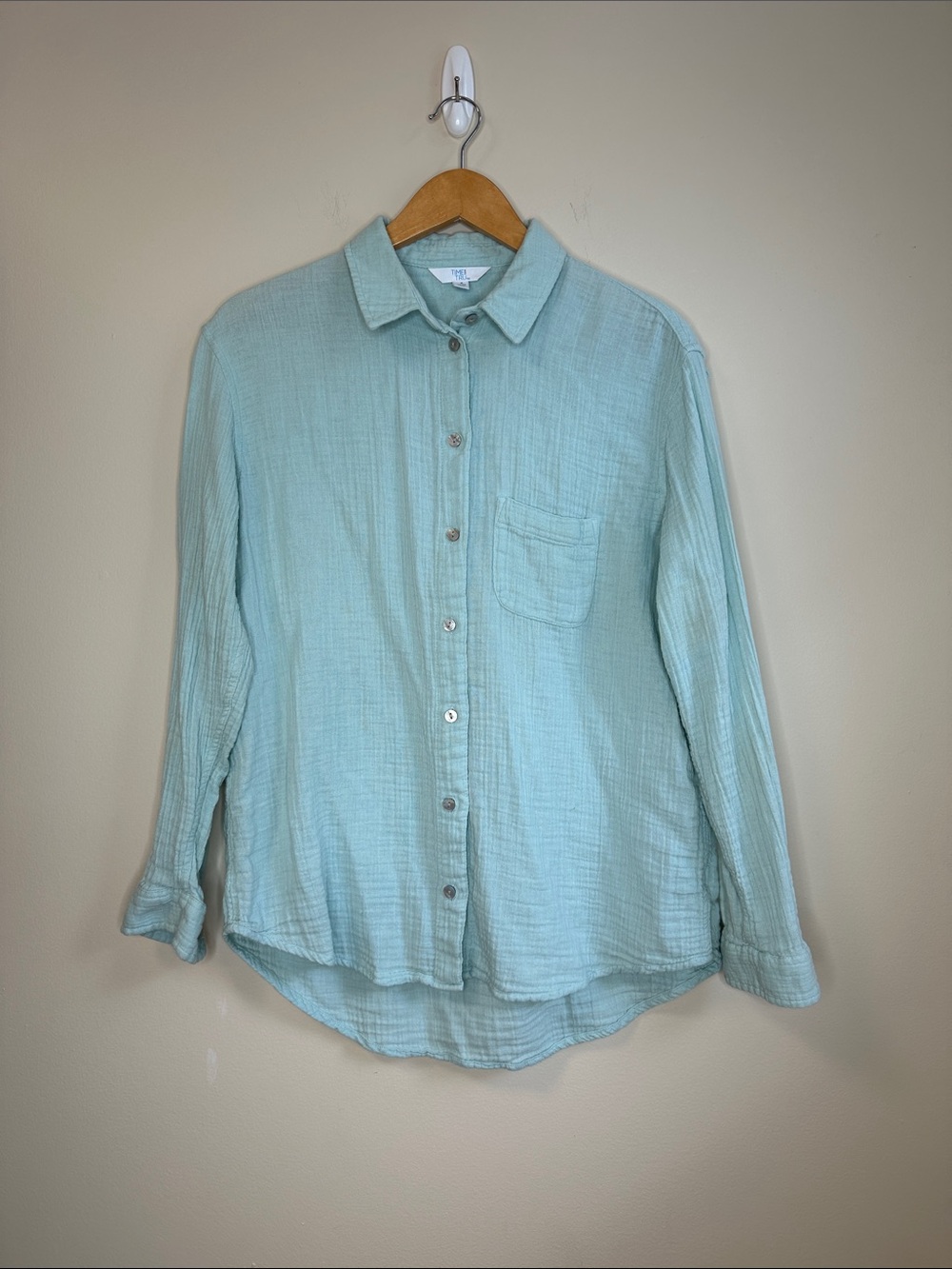 Time and Tru Mint Button-Front Women's Shirt Size Small